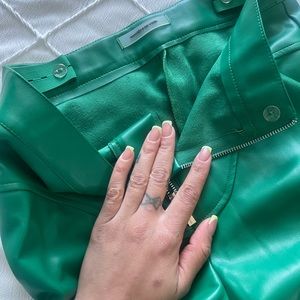 Green leather pants worn once brand new condition
